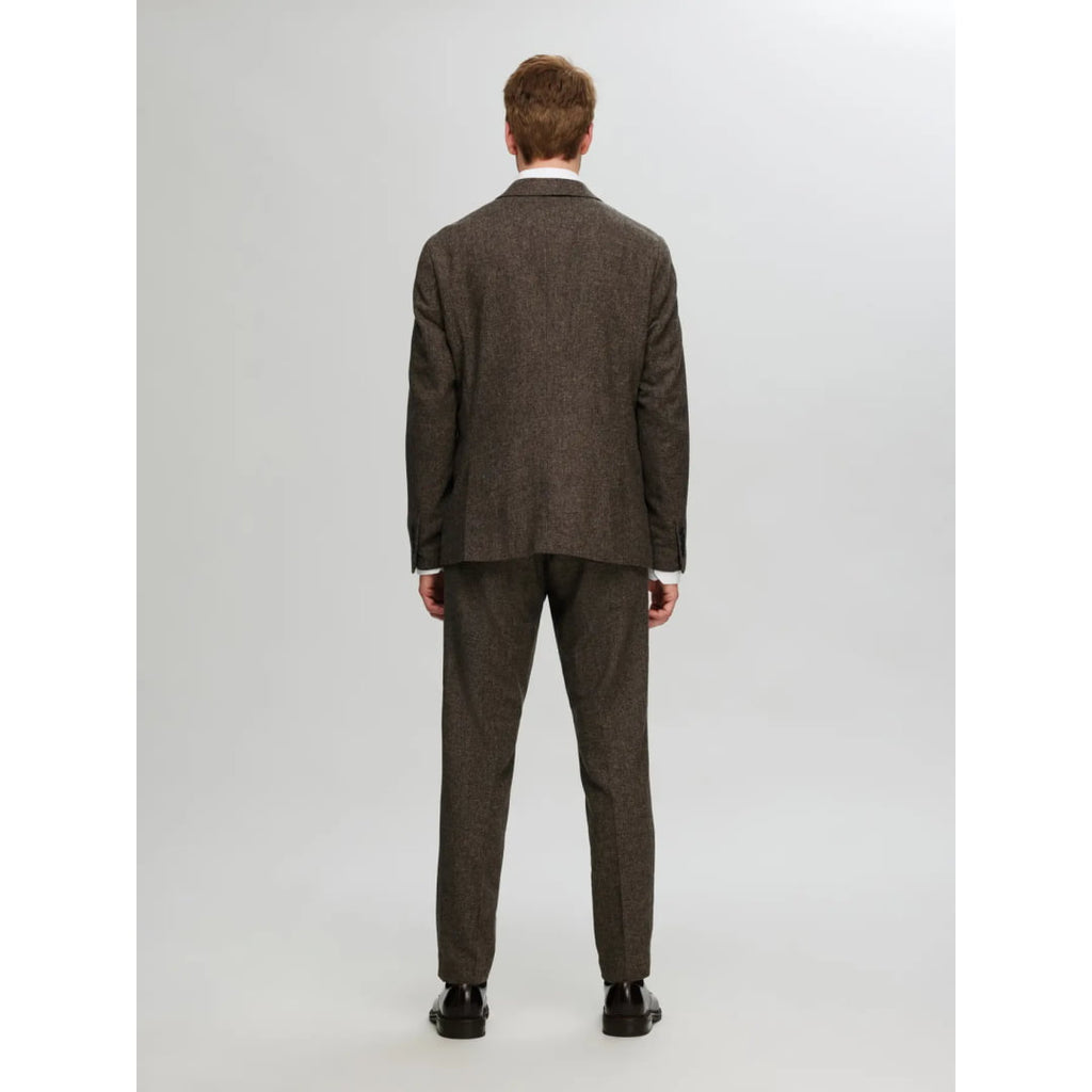 Blazer Selected SLHSLIM Reed Wool Brownie Structure