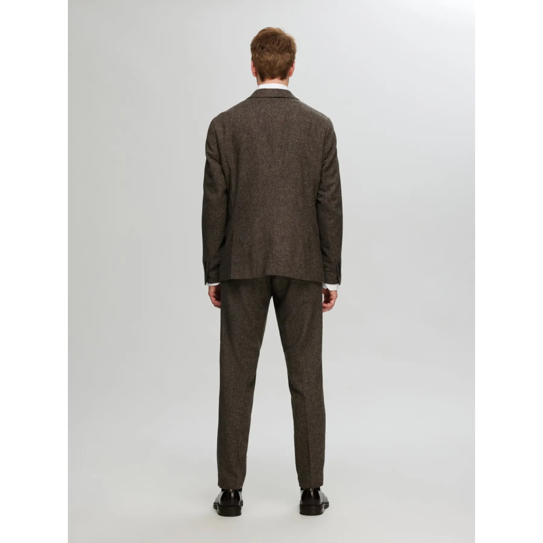 Blazer Selected SLHSLIM Reed Wool Brownie Structure