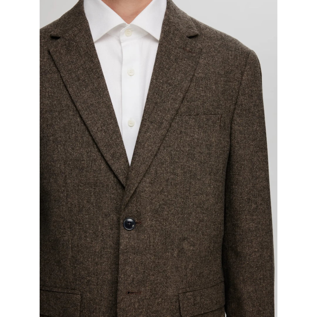 Blazer Selected SLHSLIM Reed Wool Brownie Structure