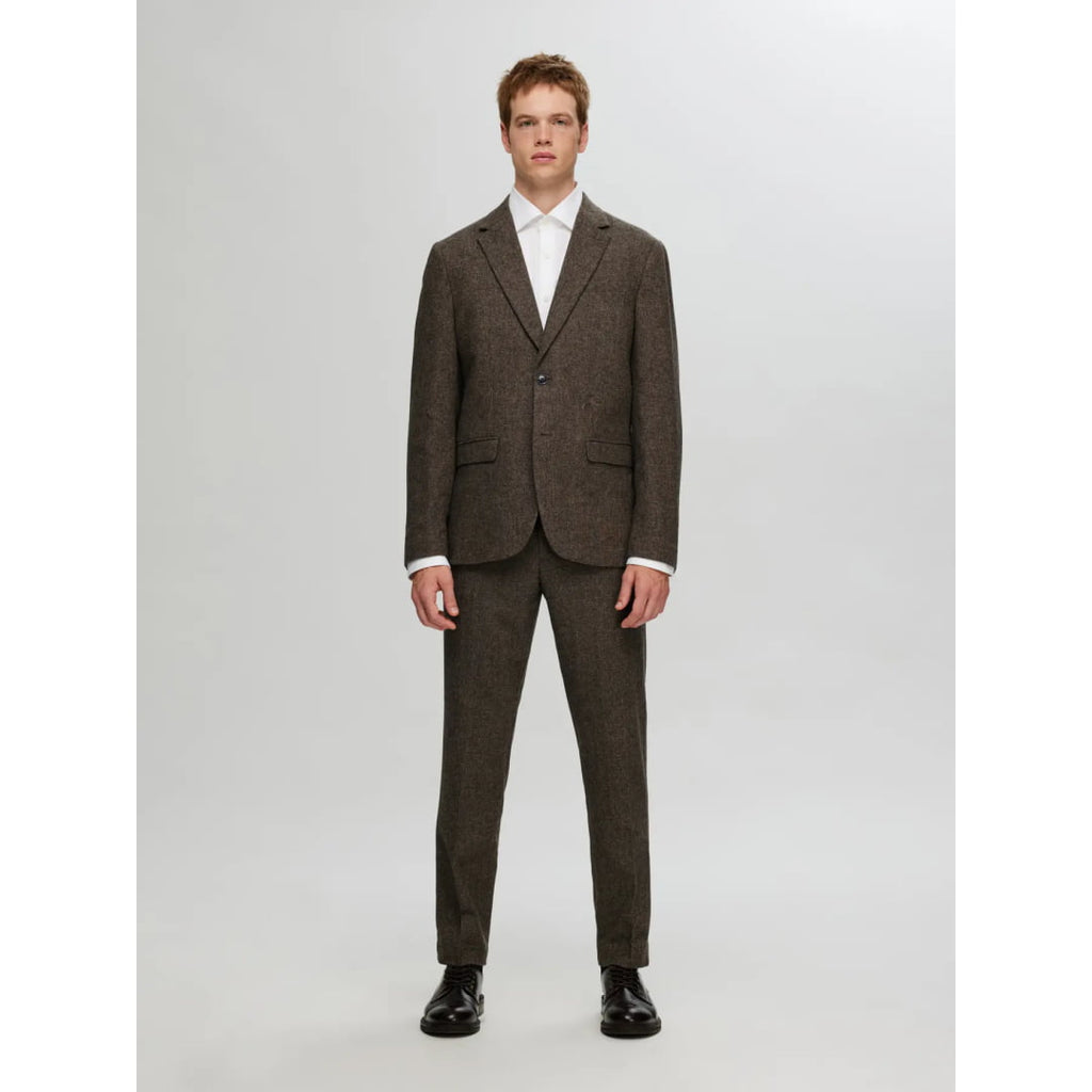 Blazer Selected SLHSLIM Reed Wool Brownie Structure