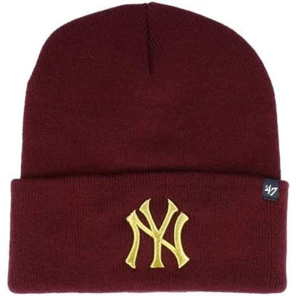 Bonnet 47 MLB Haymaker Bordeaux NY Yankees Logo doré - Mlb