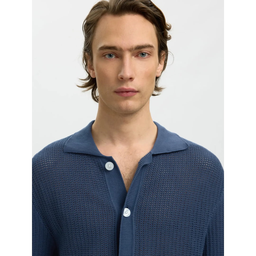 Cardigan Selected SLHSHANE SS Open Polo Struc Sargasso Sea