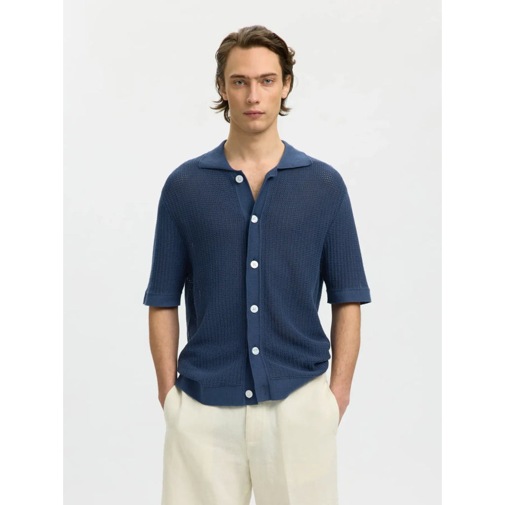 Cardigan Selected SLHSHANE SS Open Polo Struc Sargasso Sea