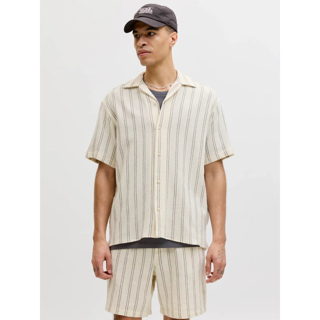 Chemise Jack & Jones JORCOBA Stripe Resort Antique White