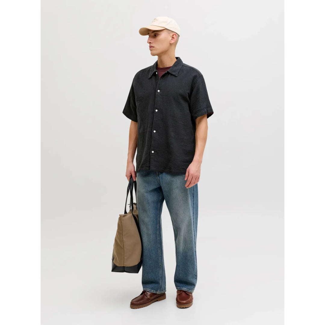 Chemise Jack & Jones Jornantucket Double Cloth SS Black - Ss