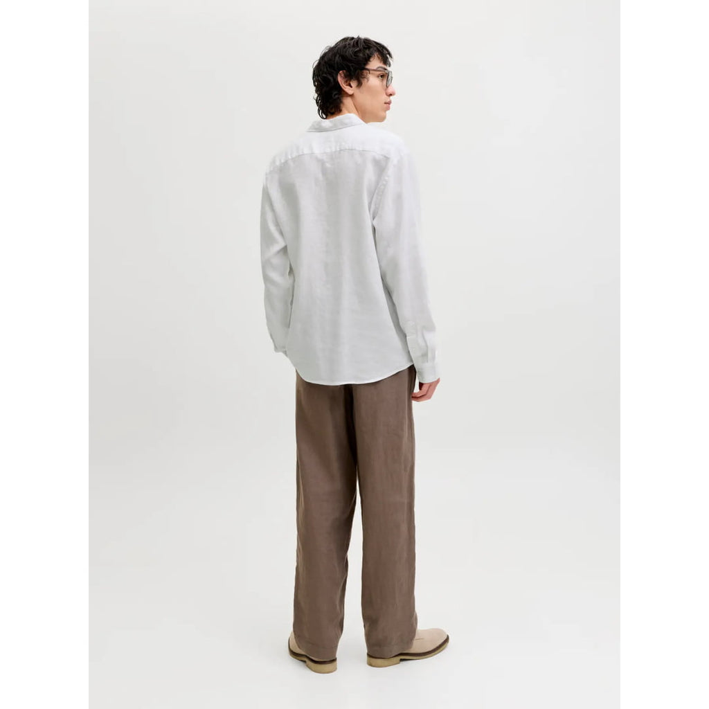Chemise Jack & Jones JPRBLALAWRENCE Linen LS Bright White
