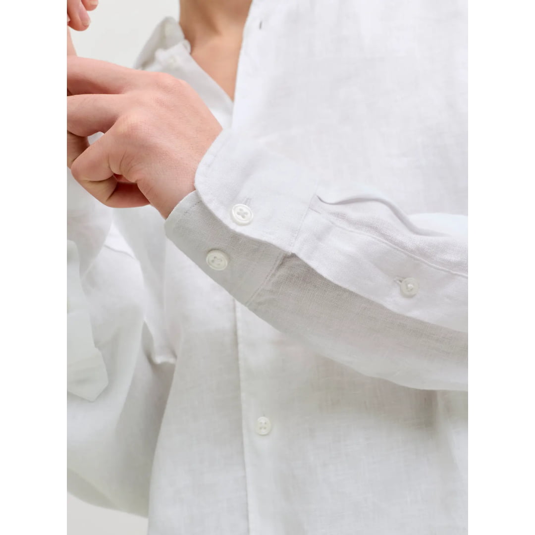 Chemise Jack & Jones JPRBLALAWRENCE Linen LS Bright White