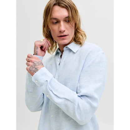 Chemise Jack & Jones JPRBLALAWRENCE Linen LS Chambray Blue