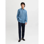 Chemise Jack & Jones JPRBLALAWRENCE Linen LS Faded Denim