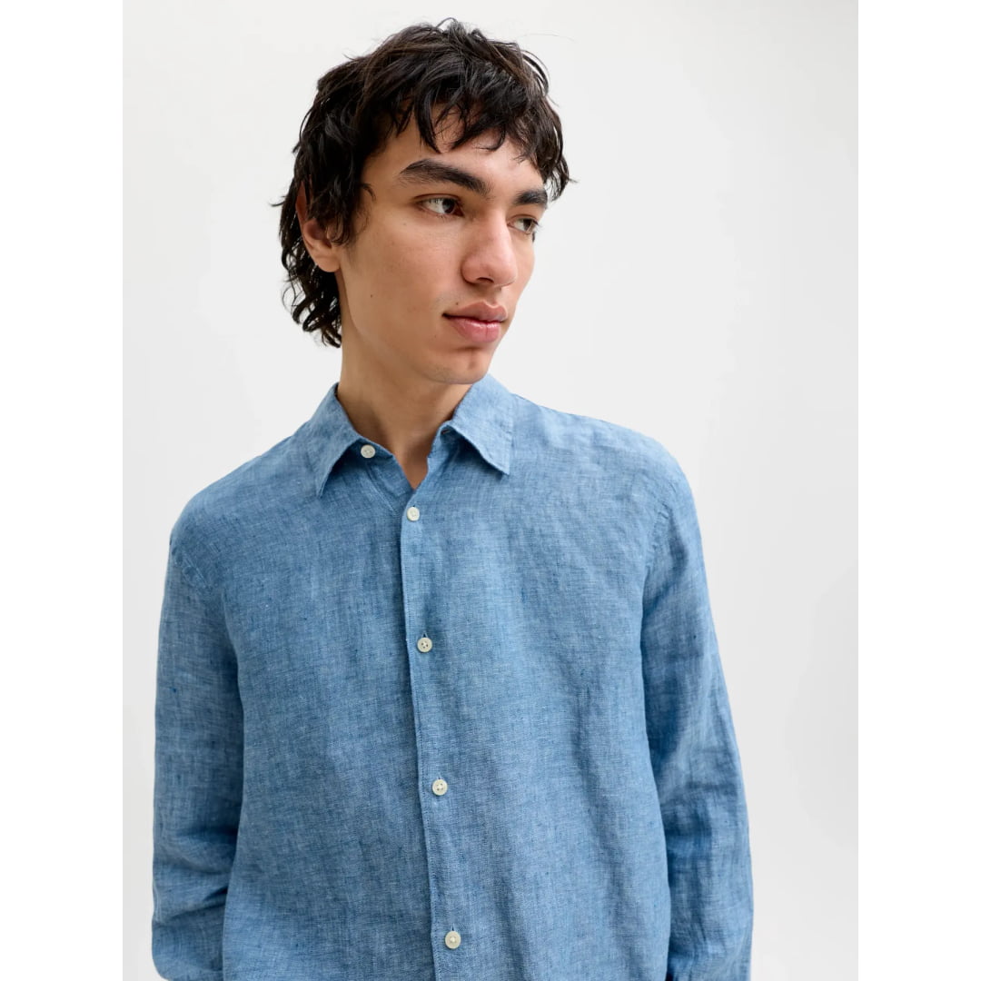 Chemise Jack & Jones JPRBLALAWRENCE Linen LS Faded Denim