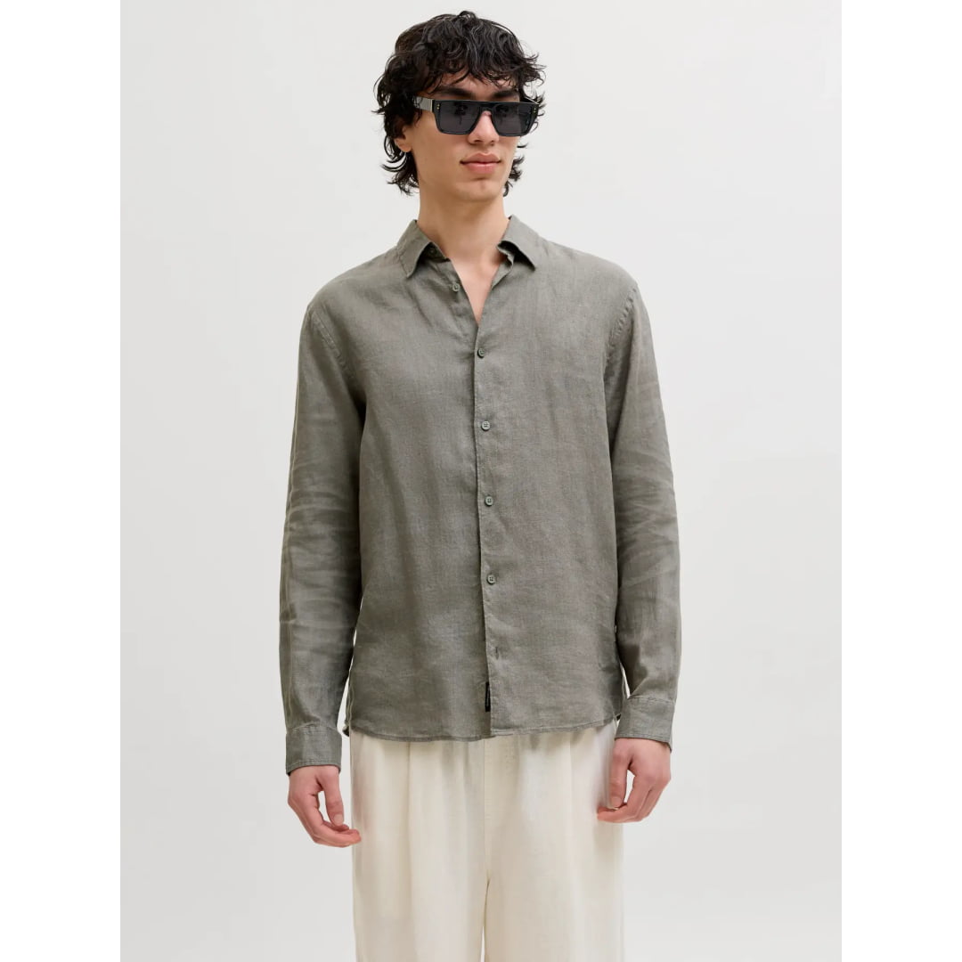 Chemise Jack & Jones JPRBLALAWRENCE Linen LS Smokey Olive