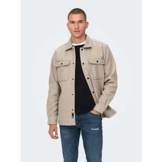 Chemise Only & Sons Onsash Woolen Look Pocket Chinchilla