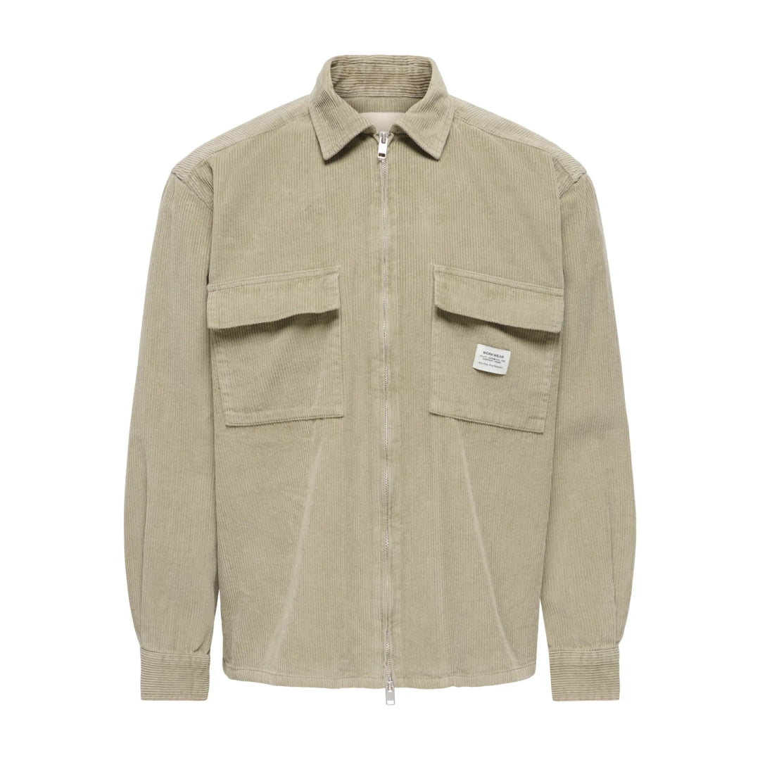 Chemise Only & Sons Onsbray Cord Overshirt Relax Laurel Oak