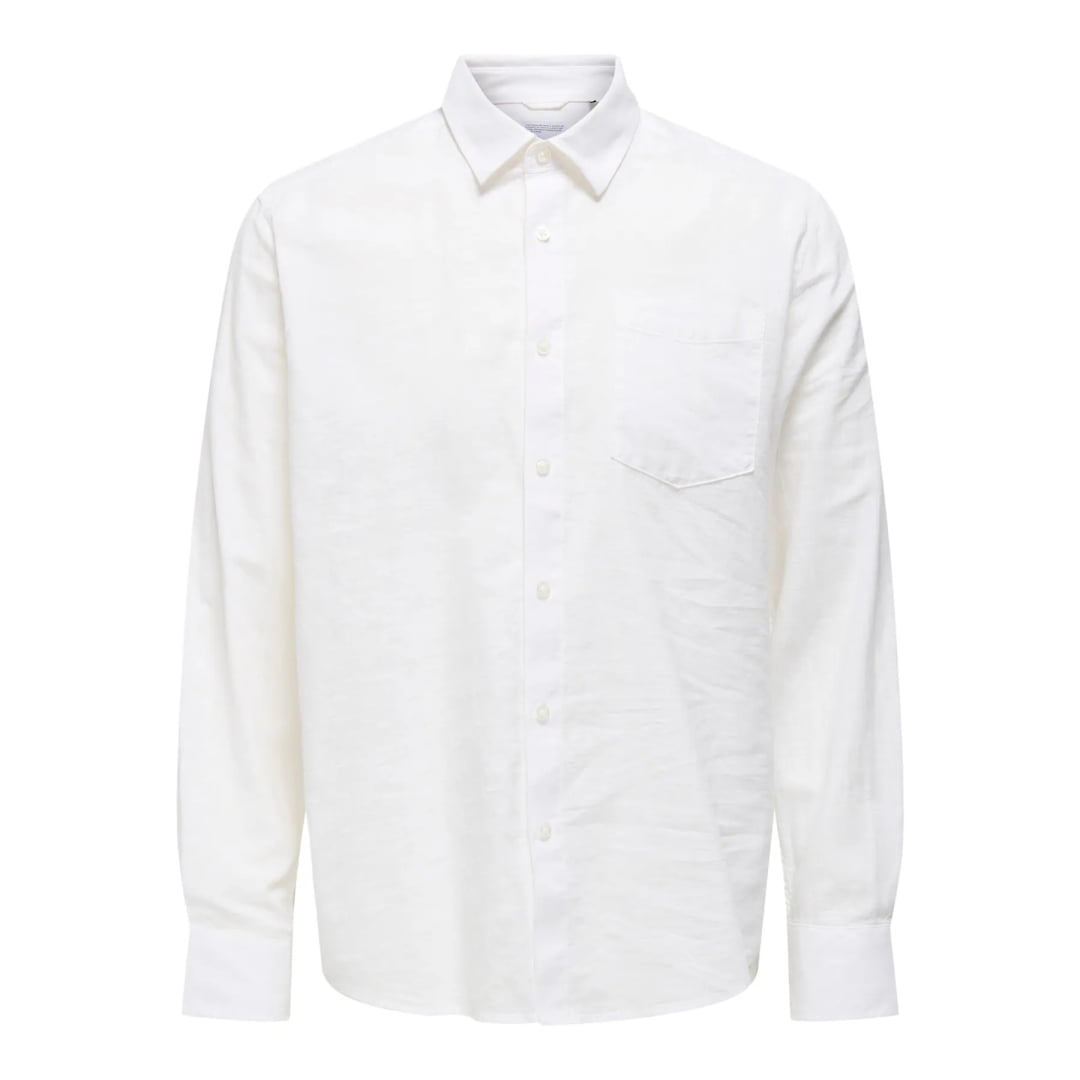 Chemise Only & Sons Onscaiden Life 1PKT Linen Blend White