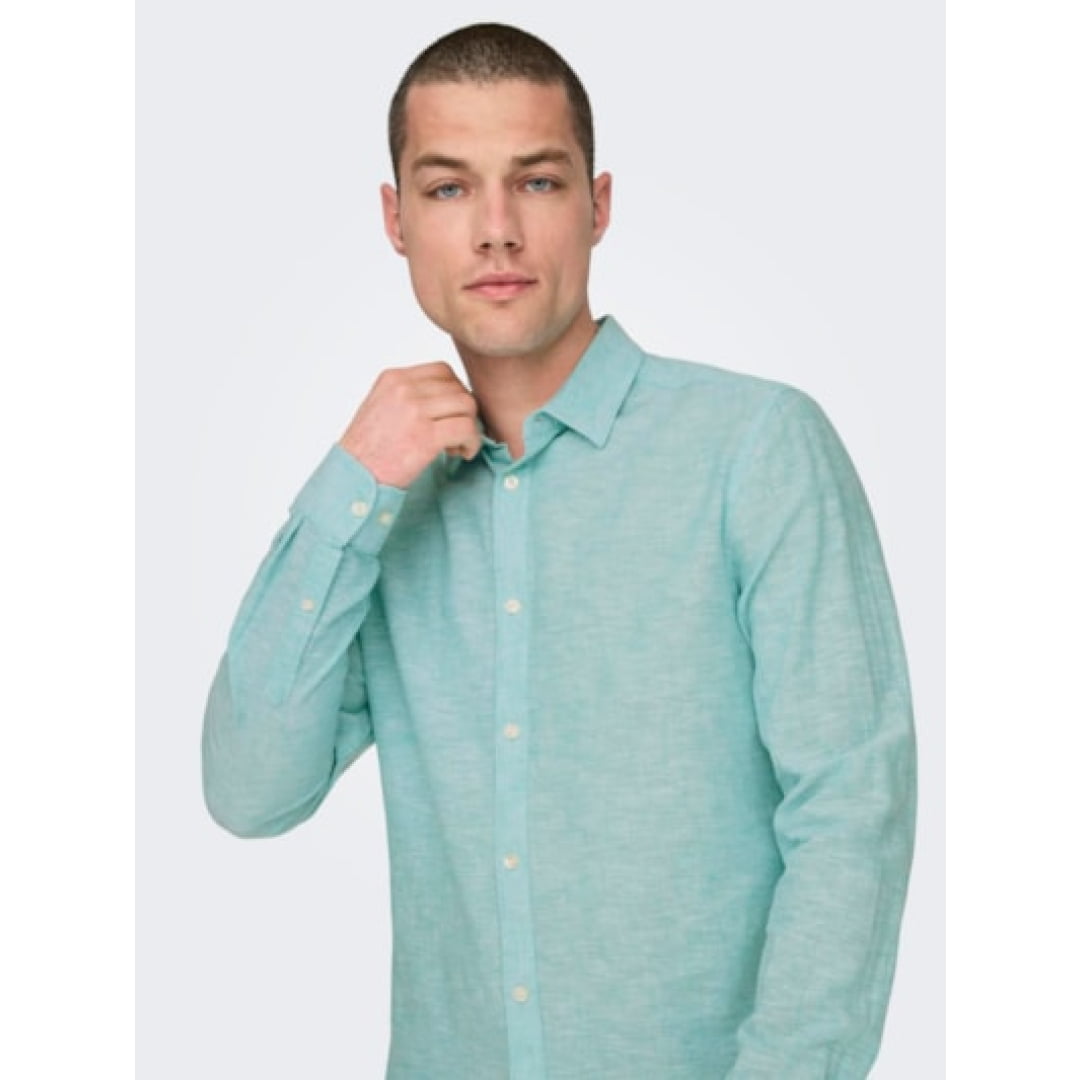 Chemise Only & Sons Onscaiden Life Linen Blue Turquoise