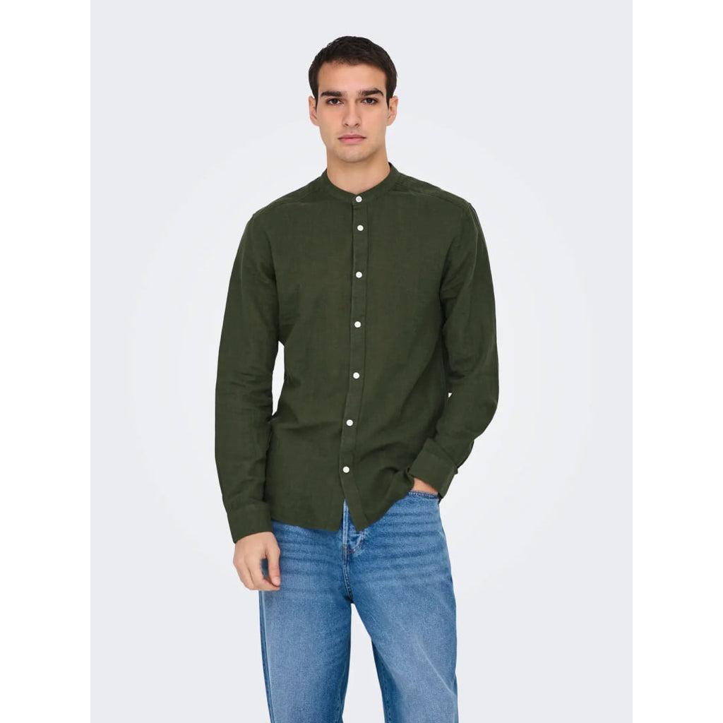 Chemise Only & Sons Onscaiden Life Linen LS Col Mao Kambaba