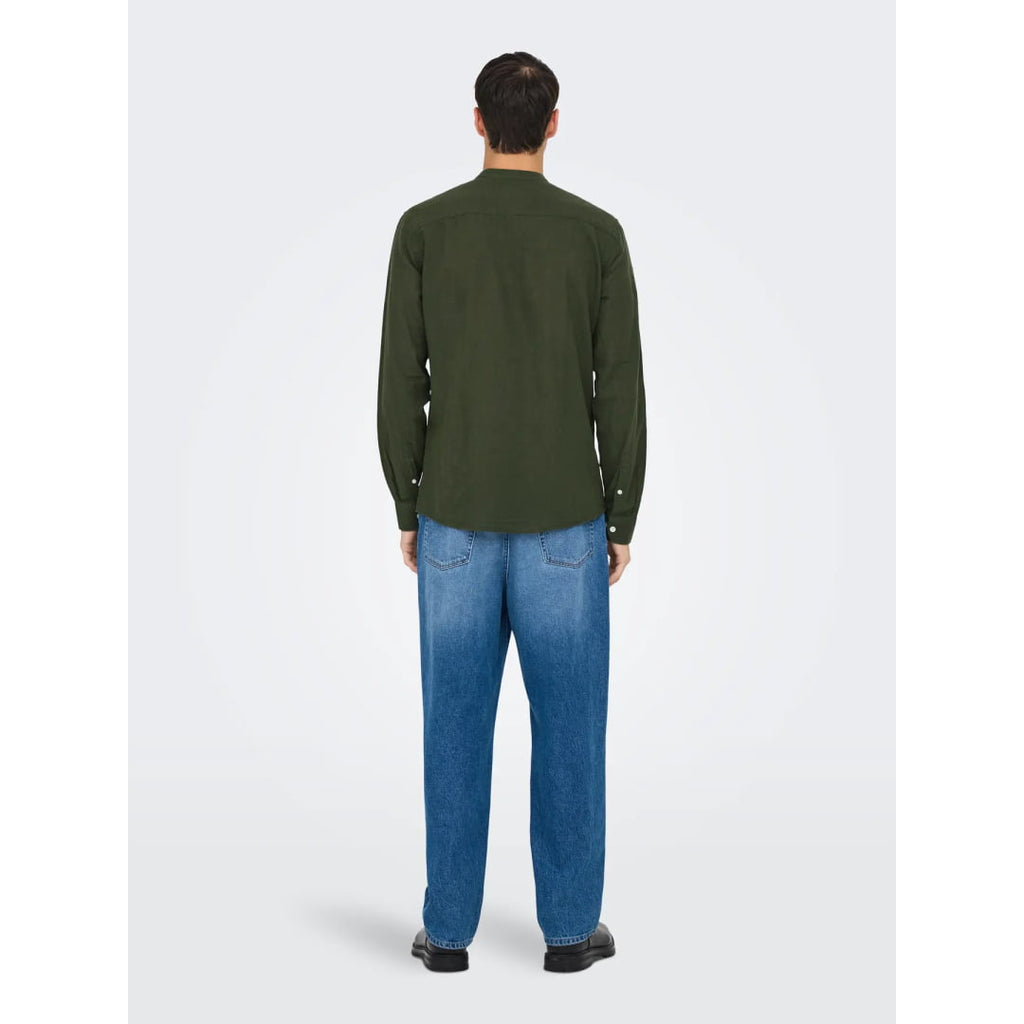 Chemise Only & Sons Onscaiden Life Linen LS Col Mao Kambaba