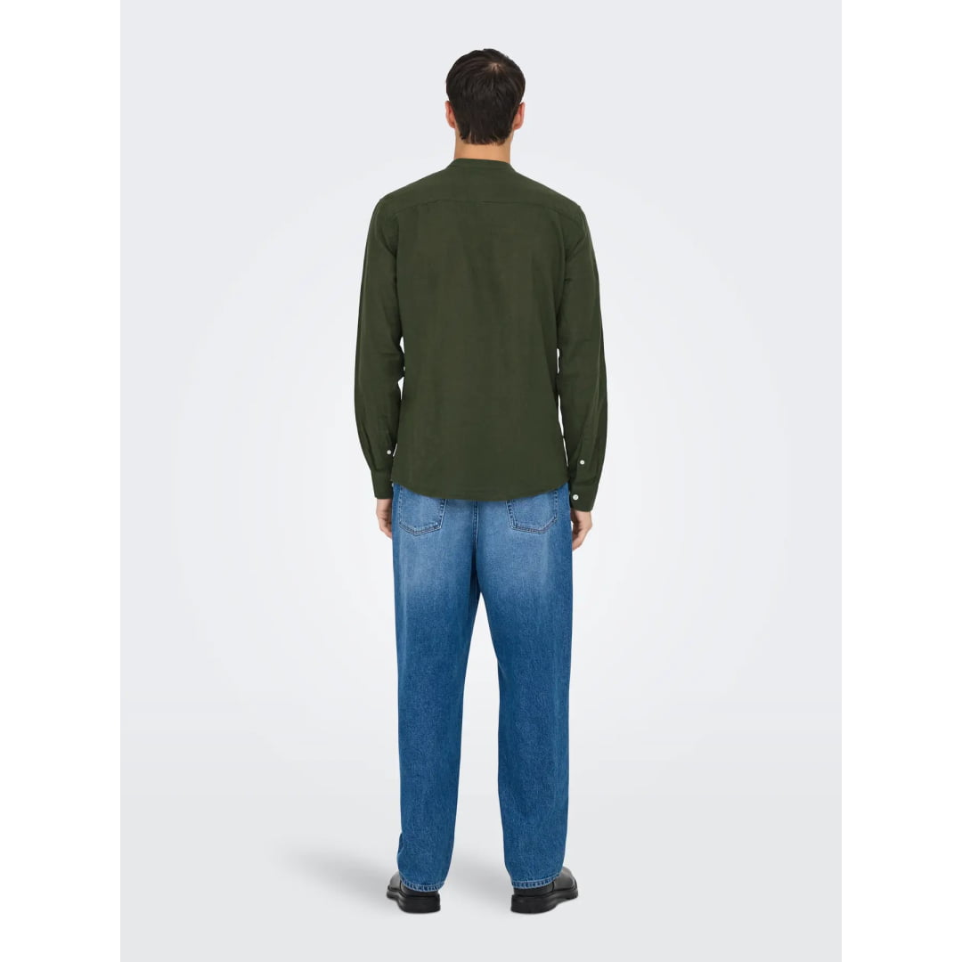 Chemise Only & Sons Onscaiden Life Linen LS Col Mao Kambaba
