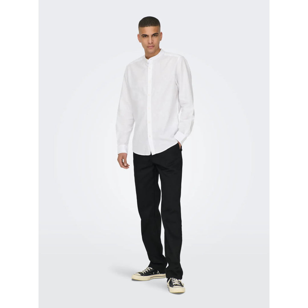 Chemise Only & Sons Onscaiden Life Linen LS Col Mao White