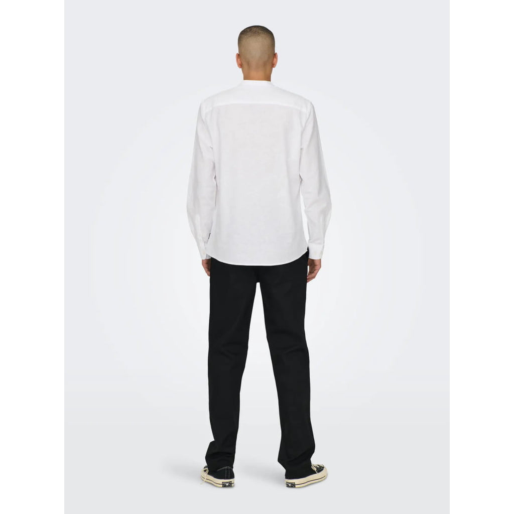 Chemise Only & Sons Onscaiden Life Linen LS Col Mao White