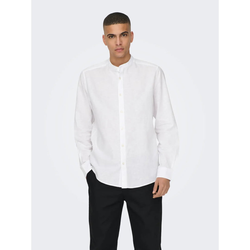 Chemise Only & Sons Onscaiden Life Linen LS Col Mao White