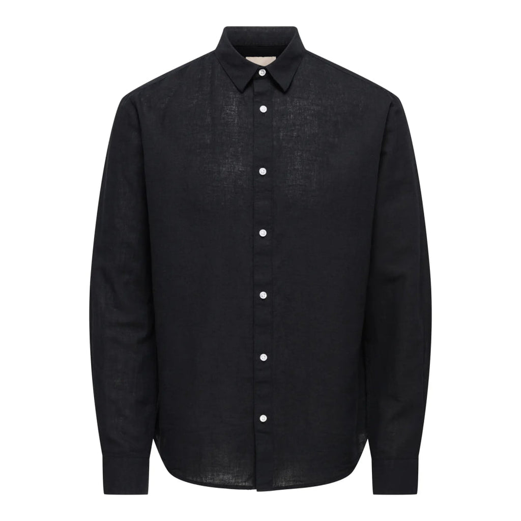 Chemise Only & Sons Onscaiden Life Solid Linen Black - Swamp