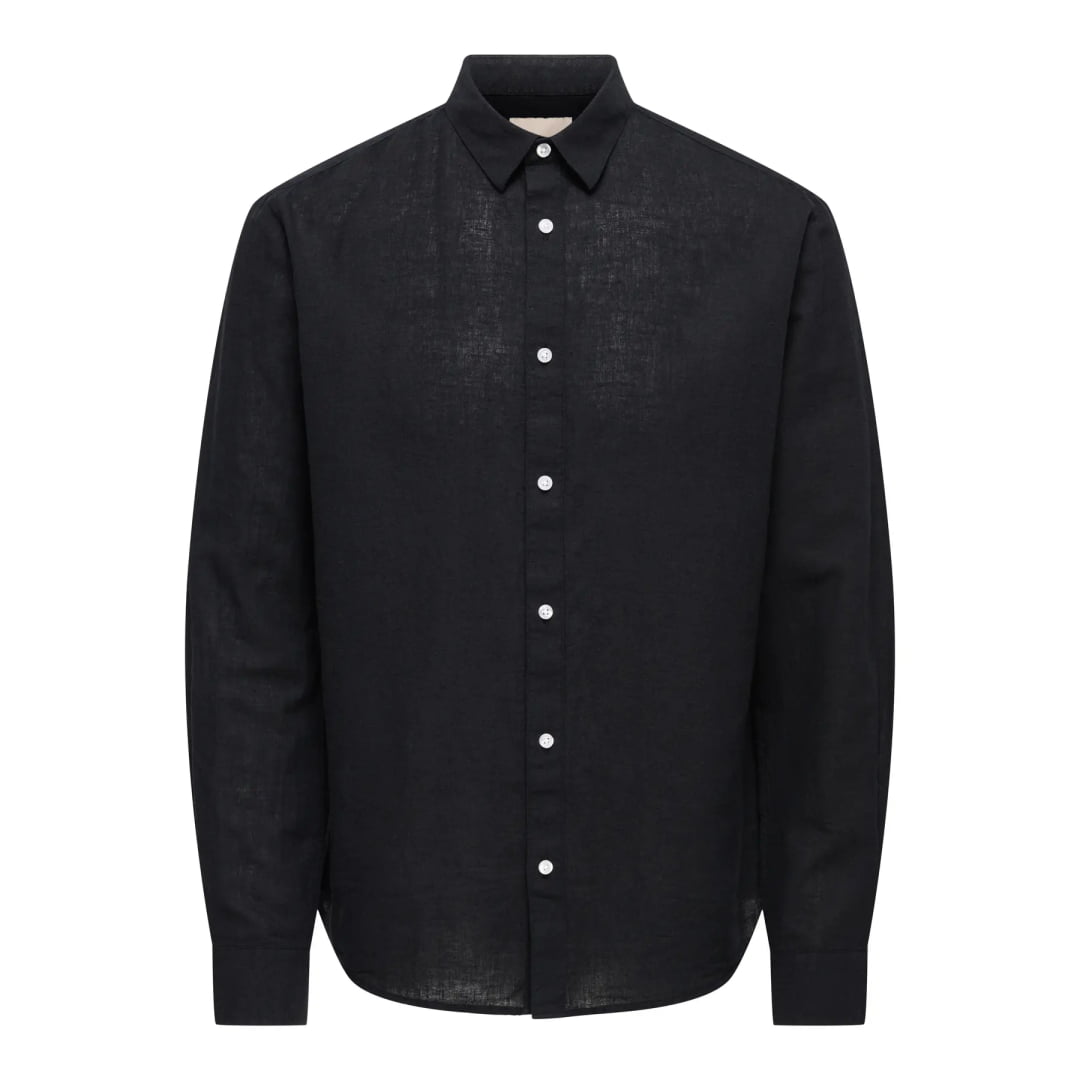 Chemise Only & Sons Onscaiden Life Solid Linen Black - Swamp