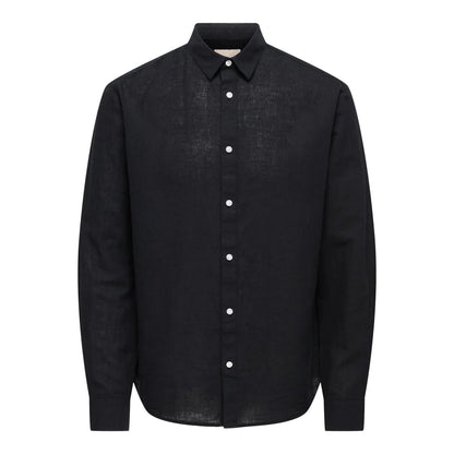 Chemise Only & Sons Onscaiden Life Solid Linen Black - Swamp