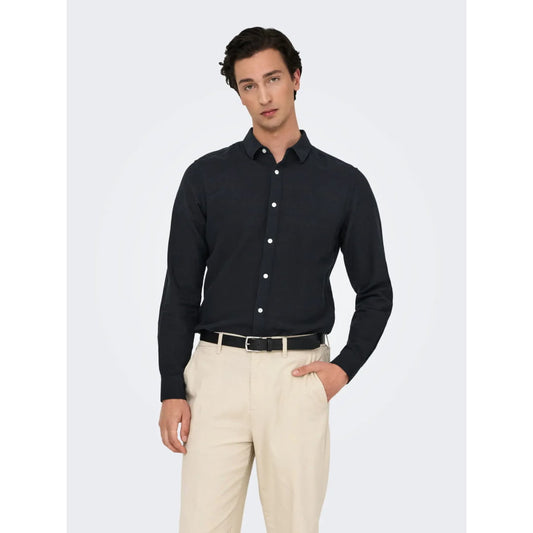 Chemise Only & Sons Onscaiden Life Solid Linen Black - Swamp