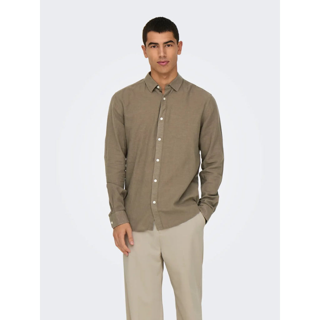 Chemise Only & Sons Onscaiden Life Solid Linen Fossil