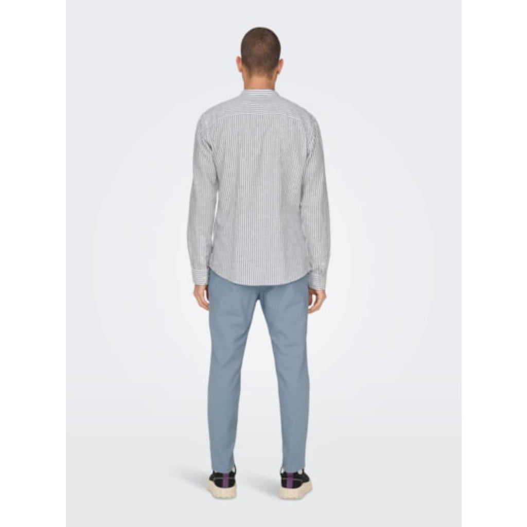 Chemise Only & Sons Onscaiden Life Stripe Linen Mao Dark