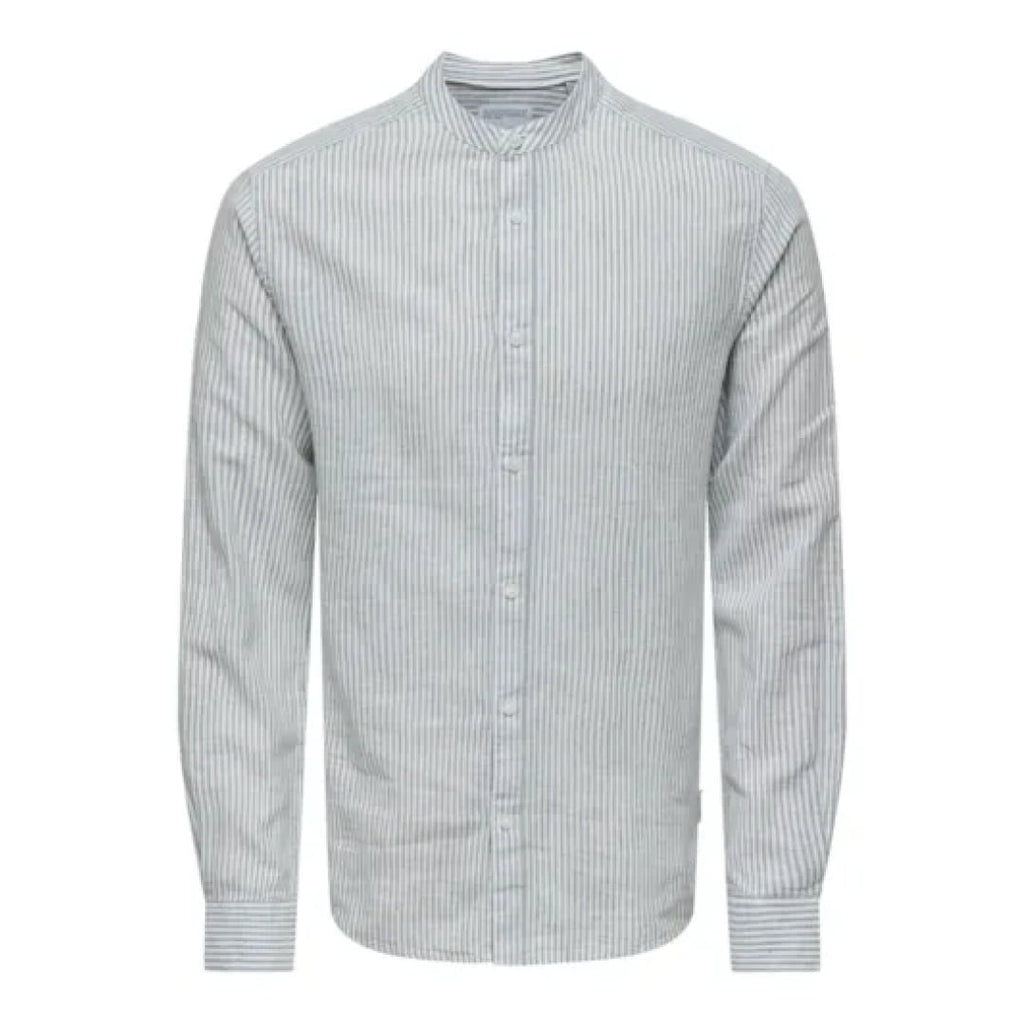 Chemise Only & Sons Onscaiden Life Stripe Linen Mao Sea