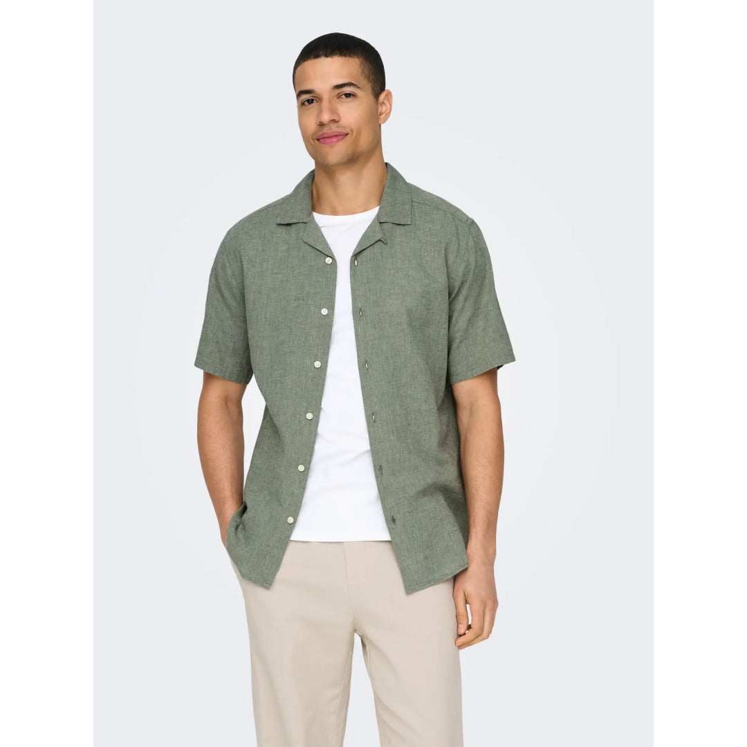 Chemise Only & Sons Onscaiden SS Life Linen Swamp - White