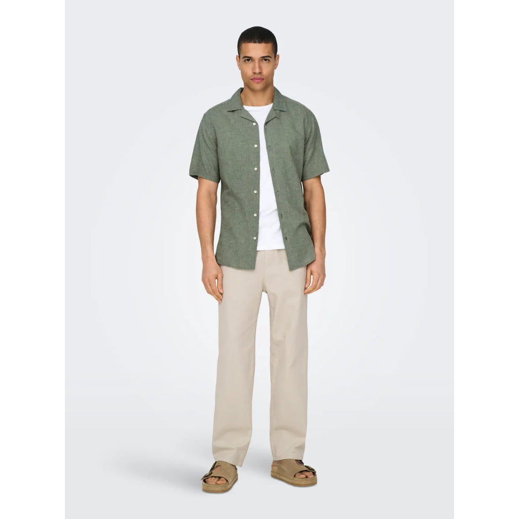 Chemise Only & Sons Onscaiden SS Life Linen Swamp - White