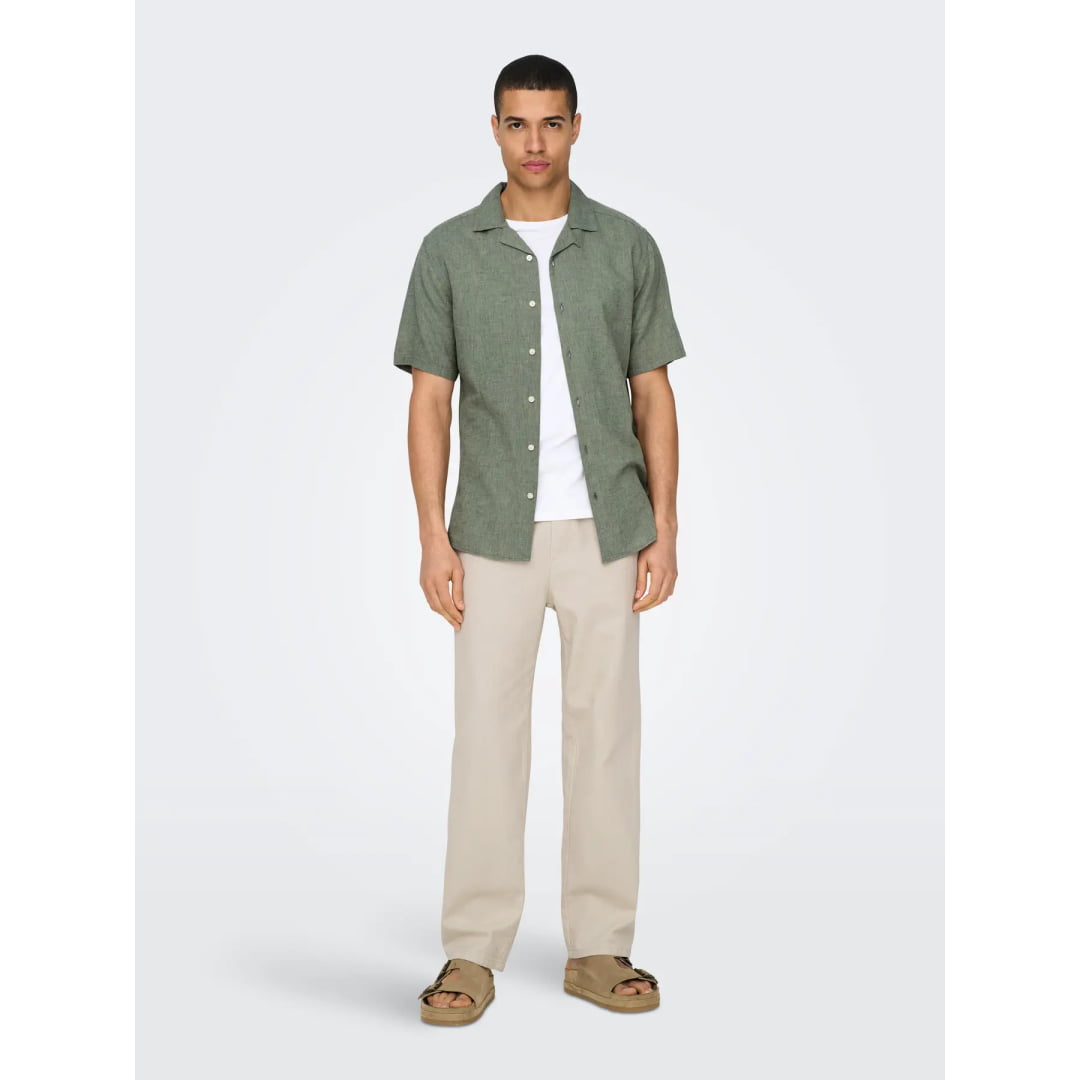 Chemise Only & Sons Onscaiden SS Life Linen Swamp - White