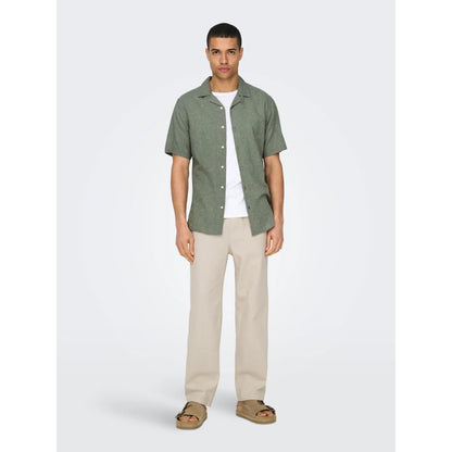 Chemise Only & Sons Onscaiden SS Life Linen Swamp - White