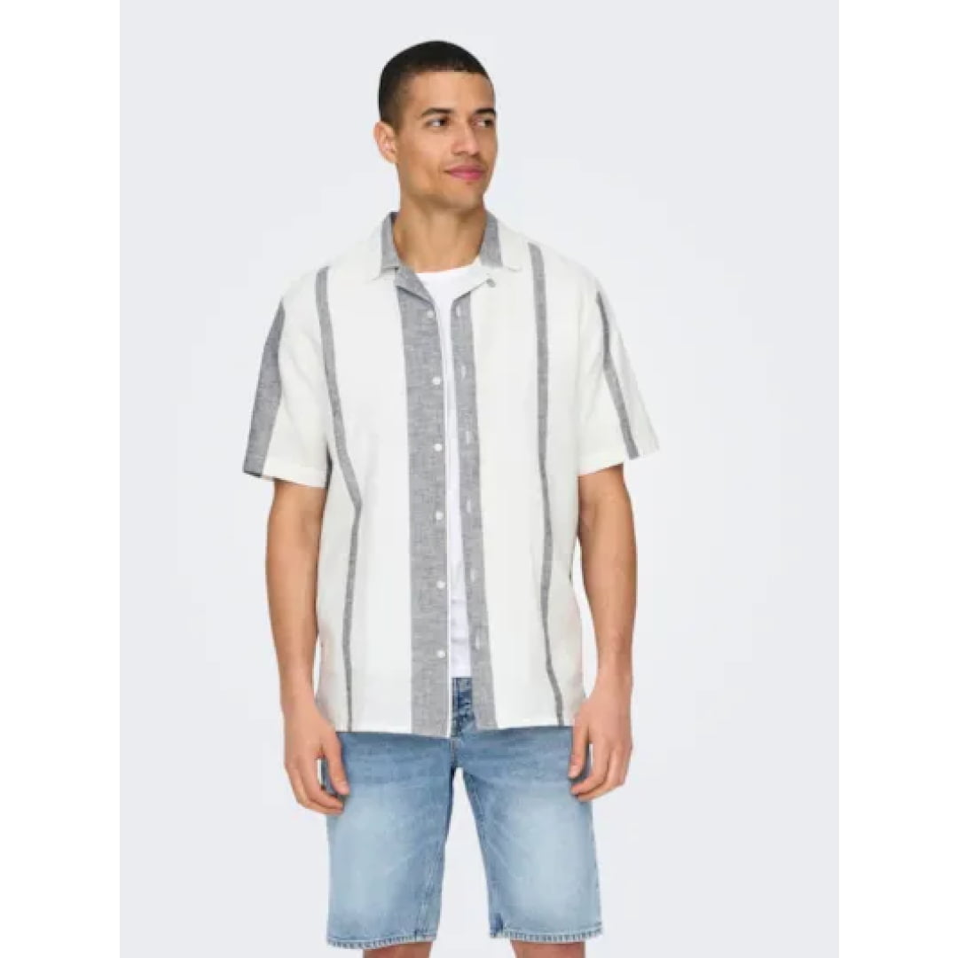 Chemise Only & Sons Onscaiden Stripe Linen Resort Cloud