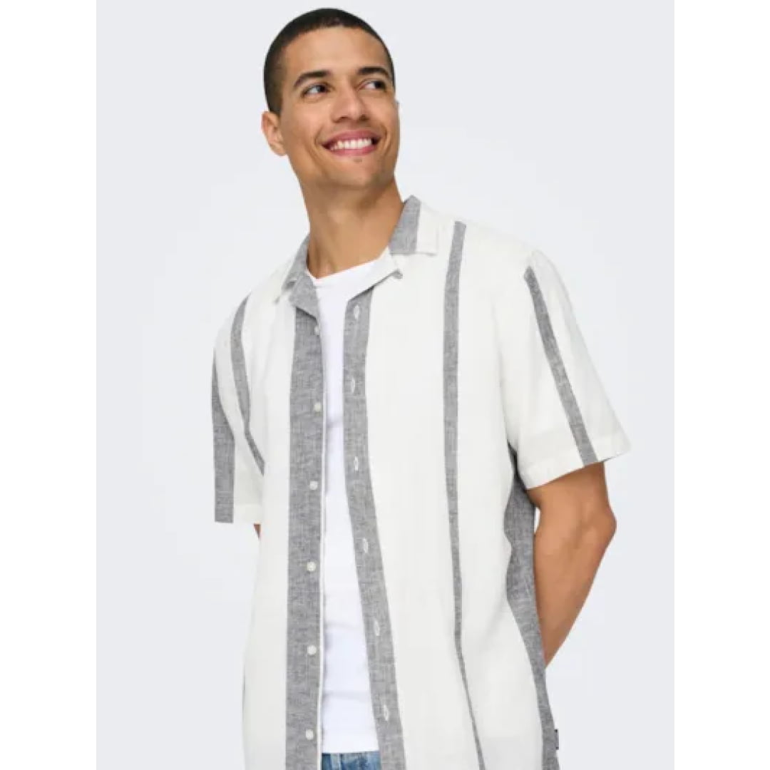 Chemise Only & Sons Onscaiden Stripe Linen Resort Cloud