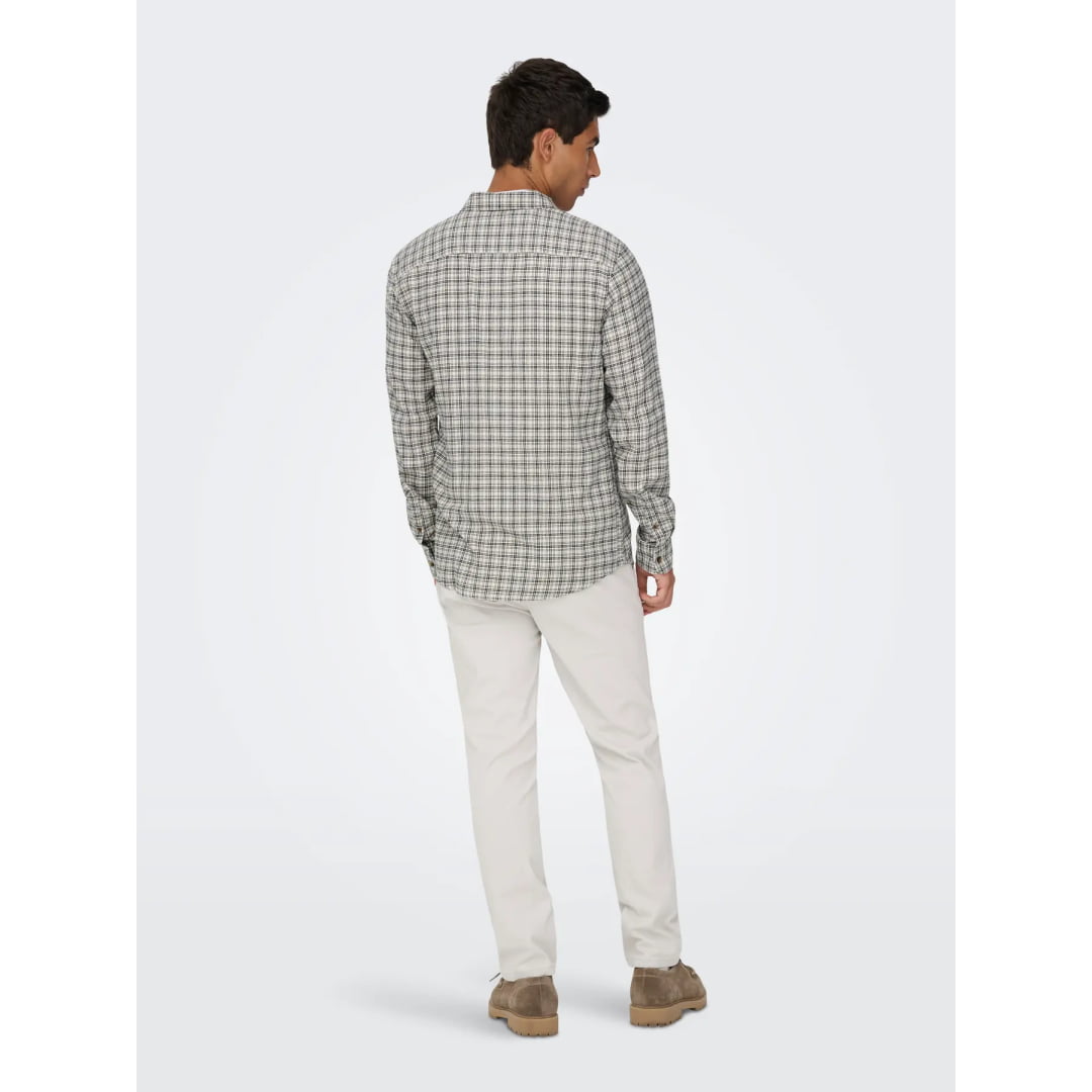 Chemise Only & Sons ONSGUDMUND LS Checked Egret Jet Black