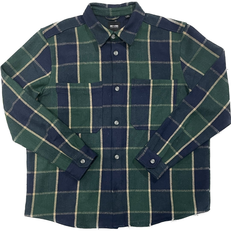 Chemise Only & Sons Onslee Over Check Winter Moss - S