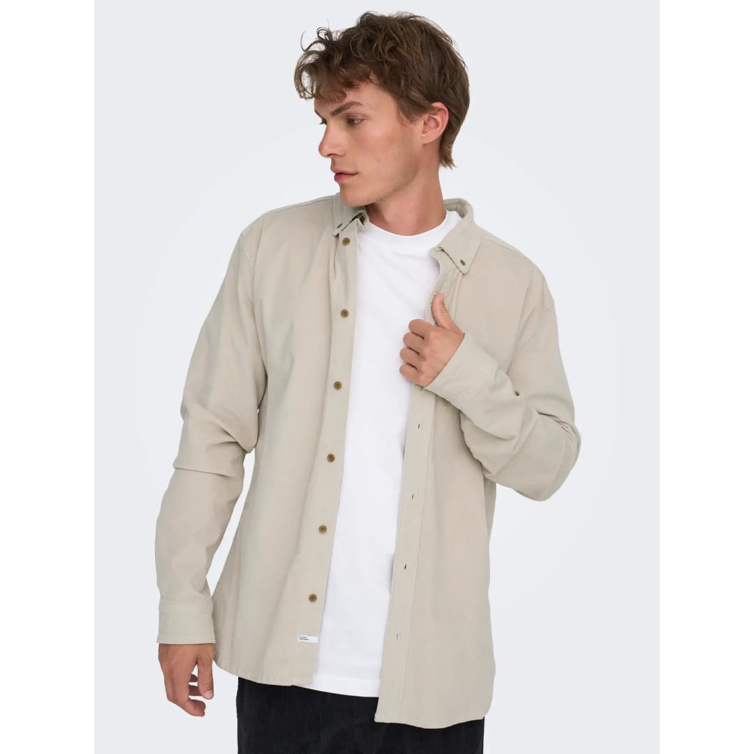 Chemise Only & Sons Onsmichael 18W Reg Cord Stretch Silver