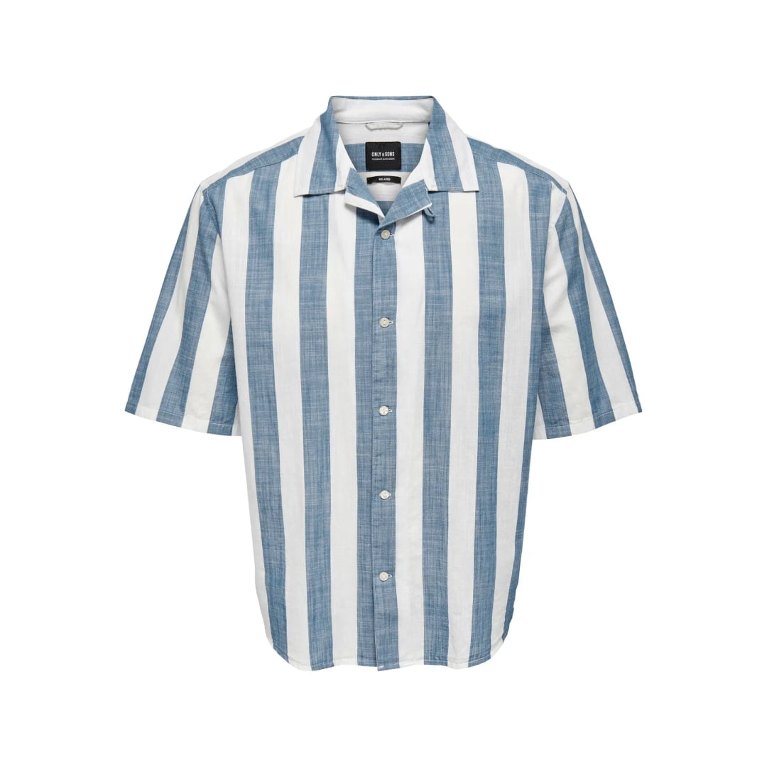Chemise Only & sons ONSTES RLX Slub Stripe Vintage Indigo
