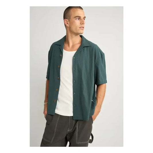 Chemise Rhythm Relaxed Texture Teal - Insidshop.com
