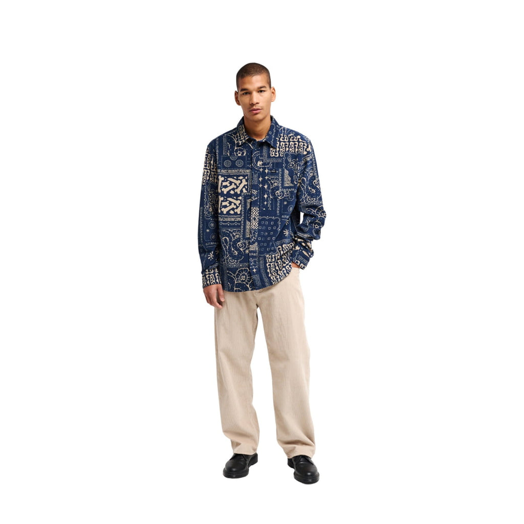 Chemise RVCA Dalas Patchwork Cord LS Dark Denim