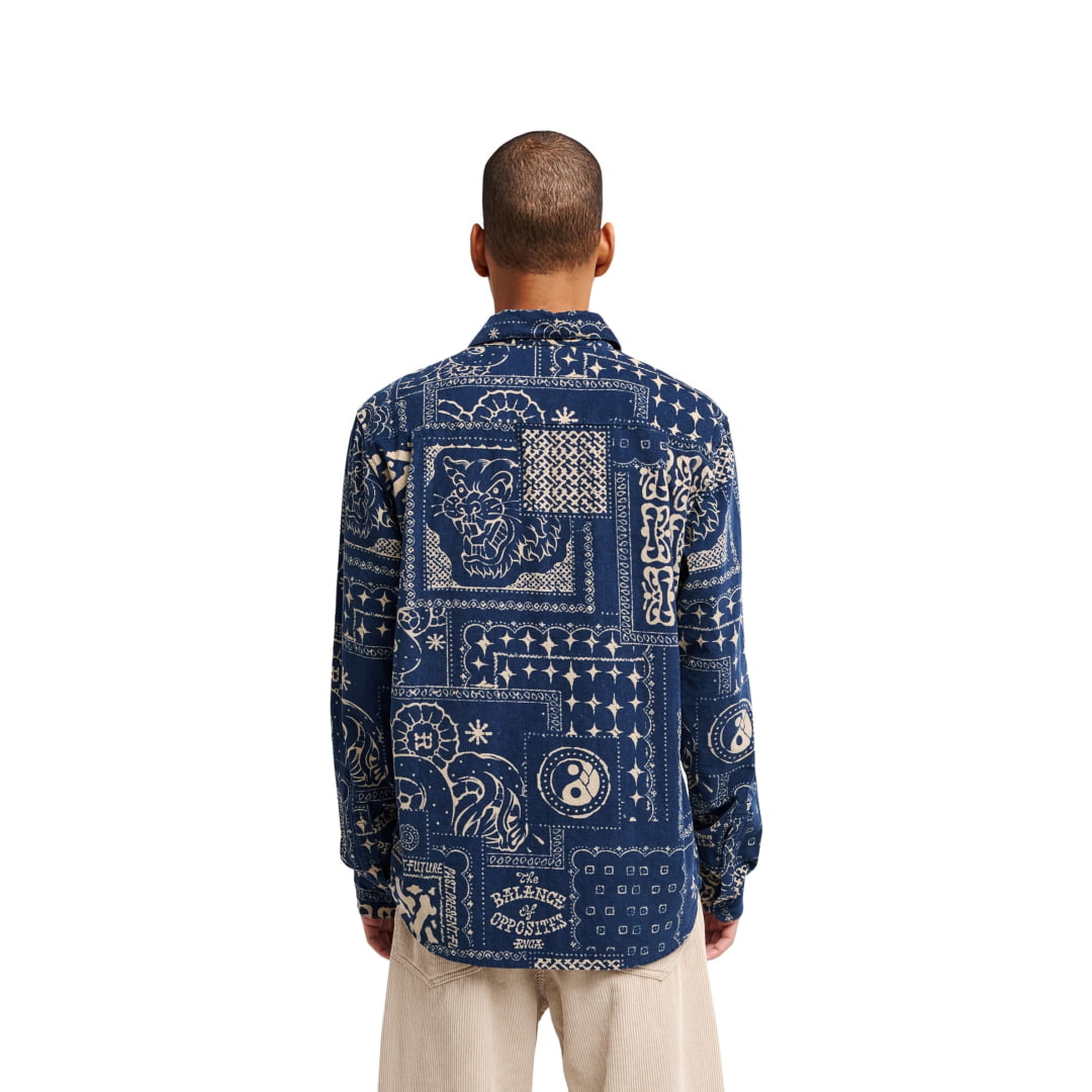 Chemise RVCA Dalas Patchwork Cord LS Dark Denim