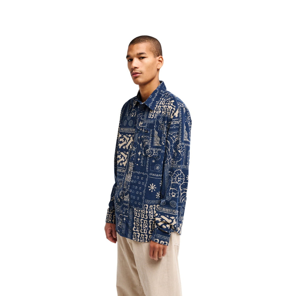 Chemise RVCA Dalas Patchwork Cord LS Dark Denim
