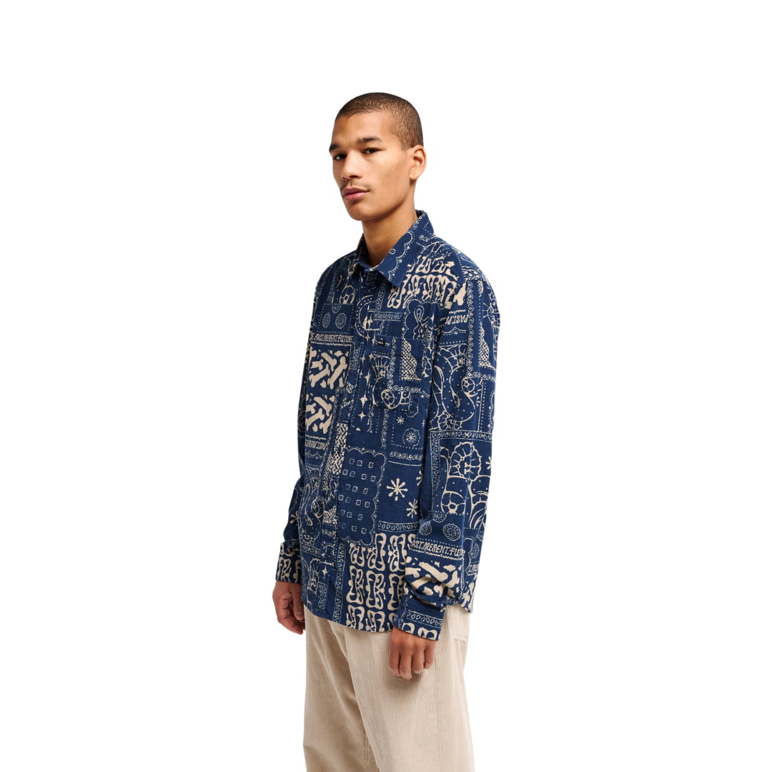 Chemise RVCA Dalas Patchwork Cord LS Dark Denim