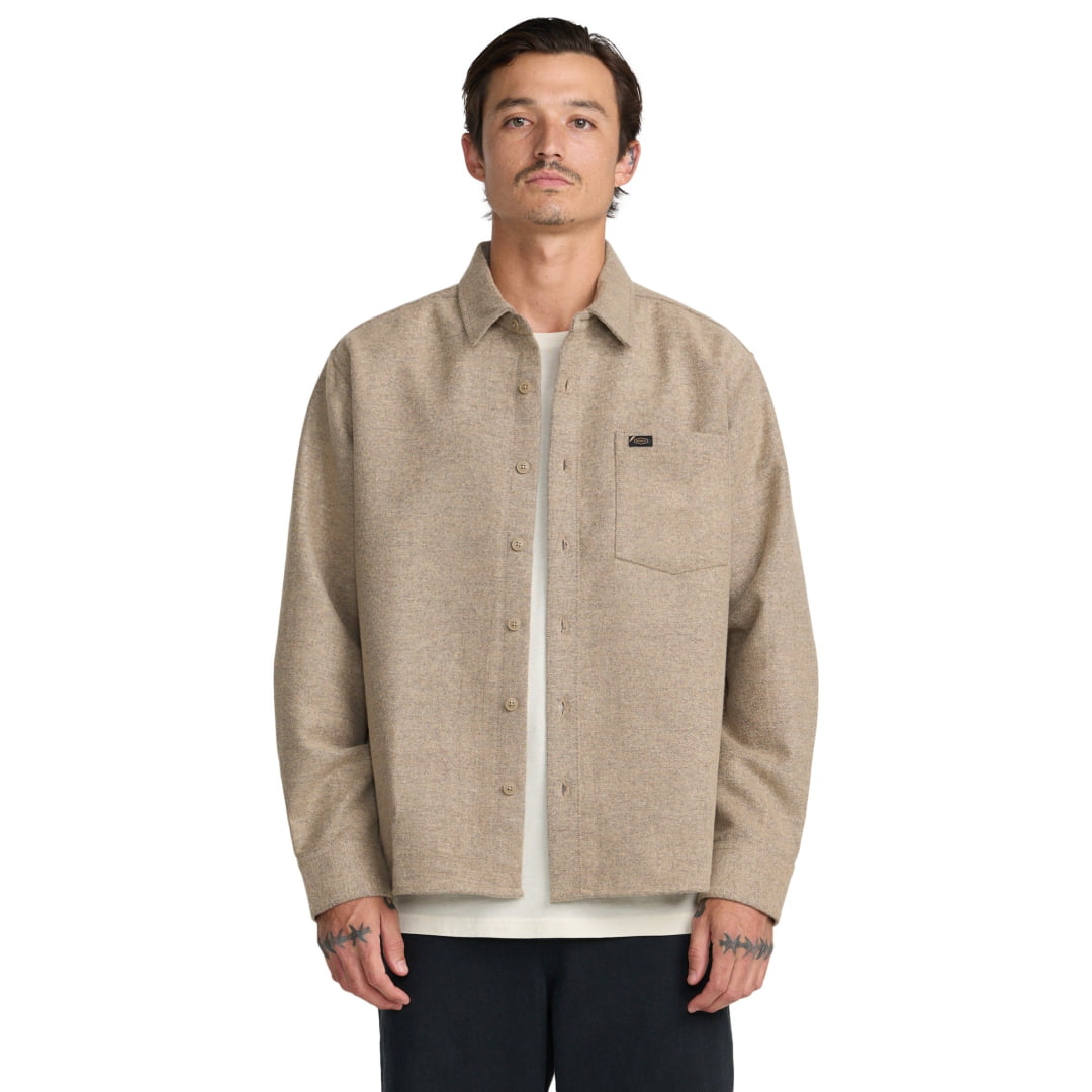 Chemise RVCA Dayshift Solid Flannel LS Wheat - Insidshop.com