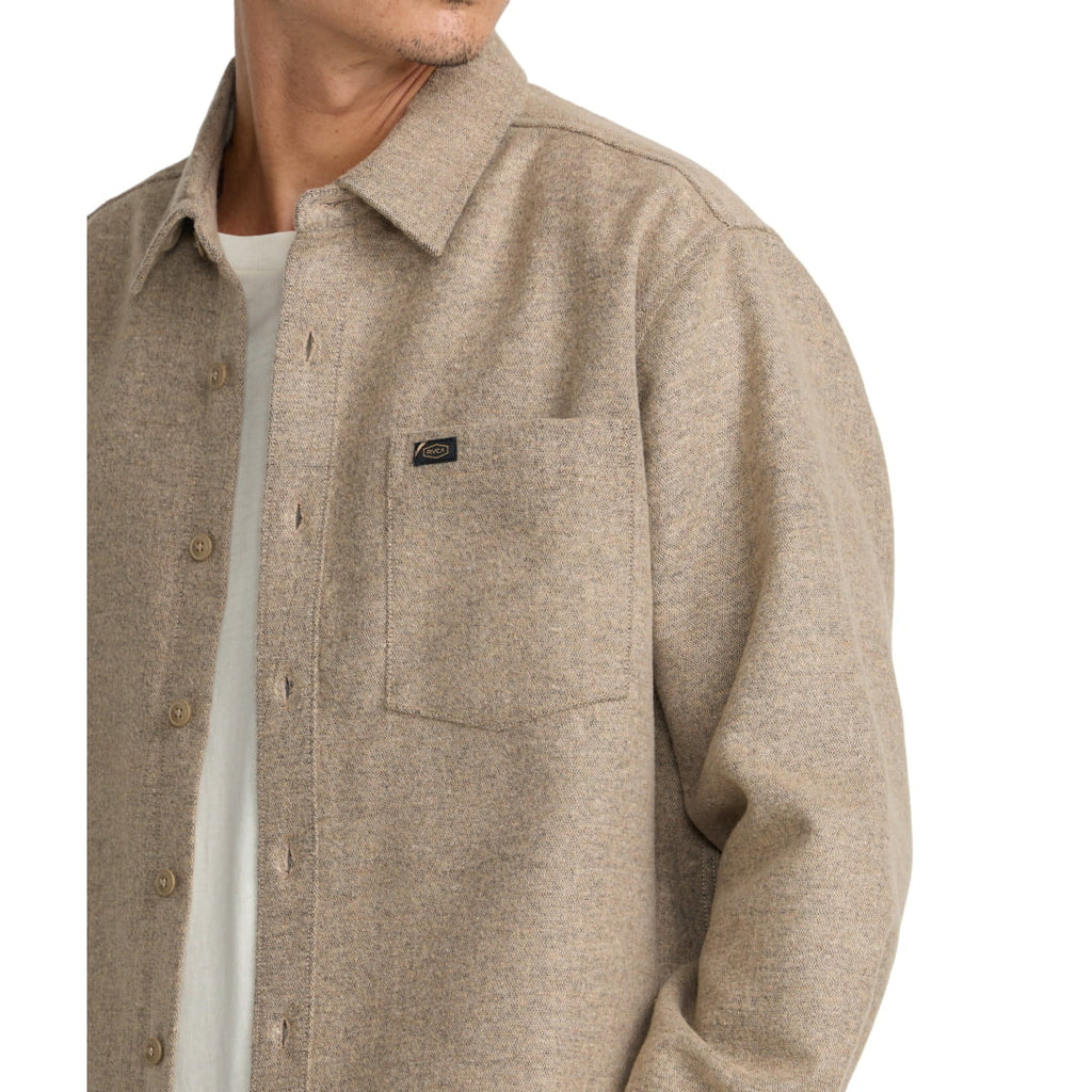 Chemise RVCA Dayshift Solid Flannel LS Wheat - Insidshop.com