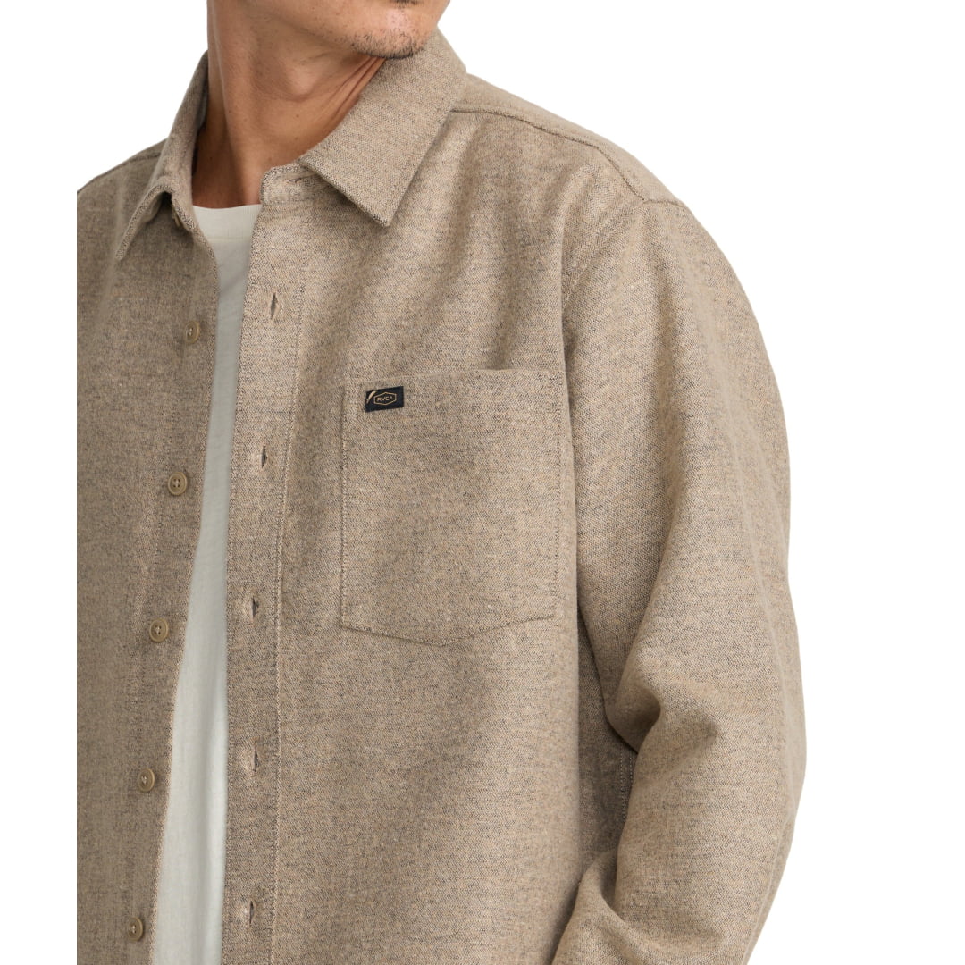 Chemise RVCA Dayshift Solid Flannel LS Wheat - Insidshop.com